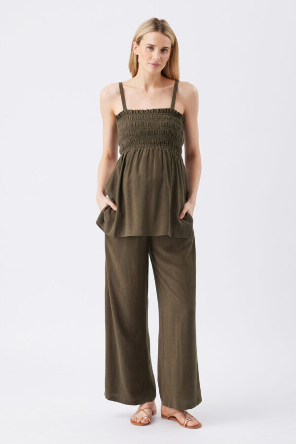 Marlow Shirred Maternity Pant – Khaki