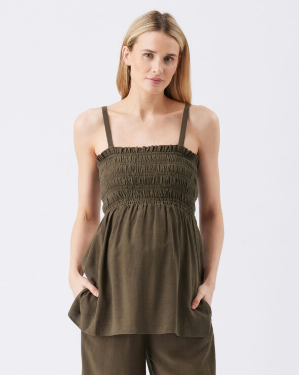 Ella Shirred Tunic - Khaki - Image 4