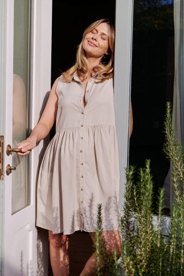 Chloe Maternity & Nursing Tencel Dress - Sand