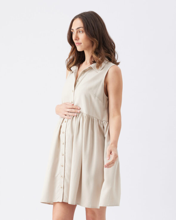 Chloe Maternity & Nursing Tencel Dress - Sand - Image 6
