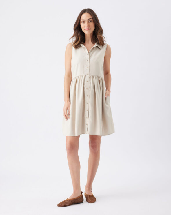 Chloe Maternity & Nursing Tencel Dress - Sand - Image 4