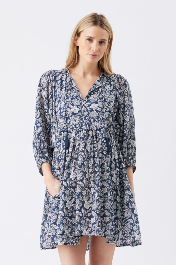 Cali Maternity & Nursing Dress - Ink/White