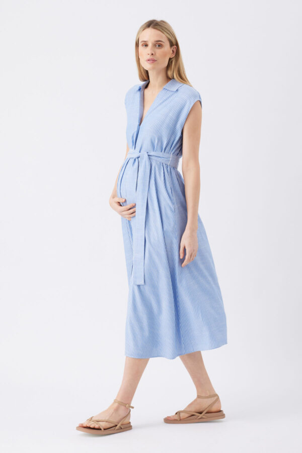 Abby Striped Shirt Maternity & Nursing Dress