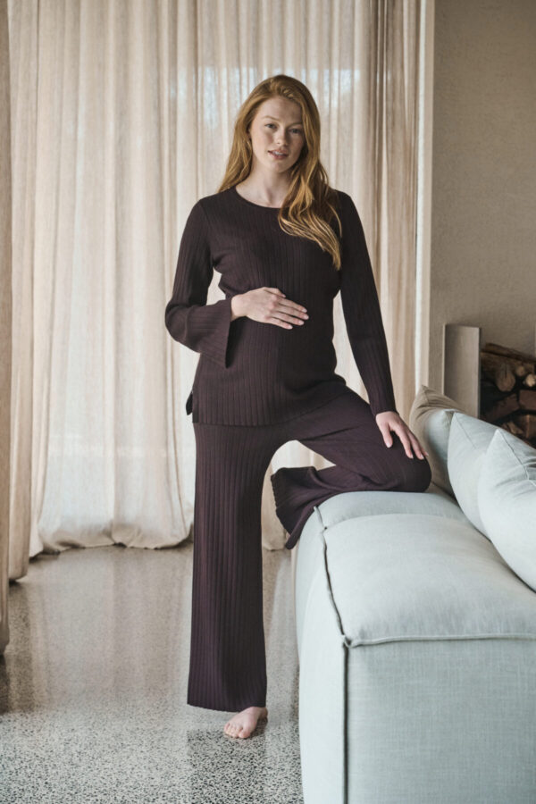 Dallas Maternity Rib Knit Pant - Cocoa