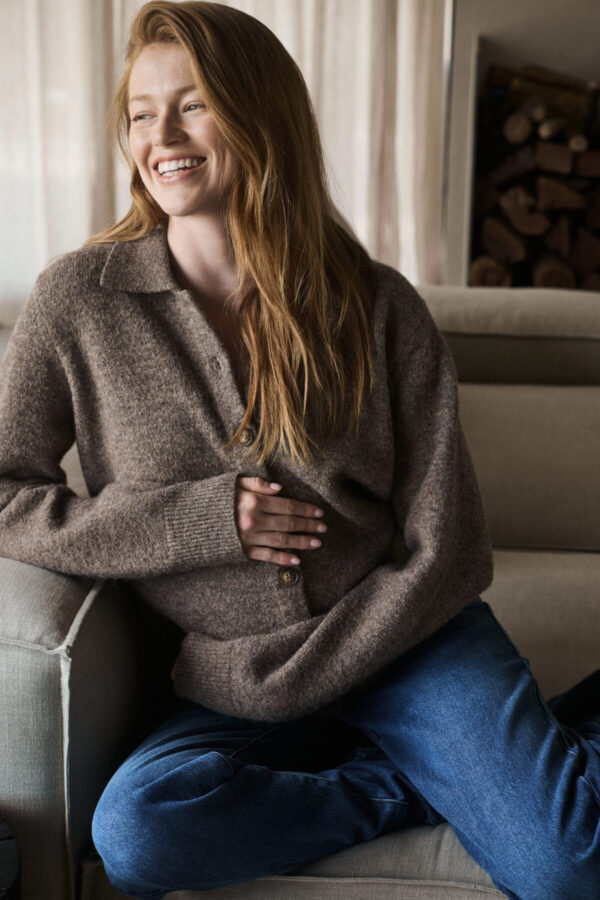 Brodie Nursing & Maternity Collared Cardigan - Truffle