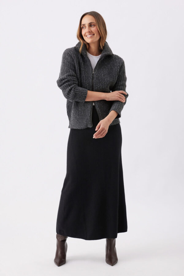 Annie A Line Knit Skirt - Black