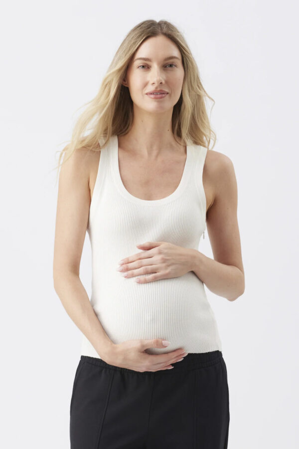 Monique Knit Nursing & Maternity Tank - White