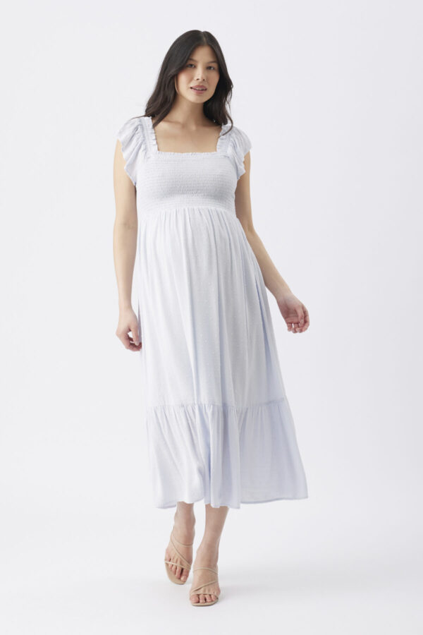 Hail Spot Maternity Dress - Powder Blue