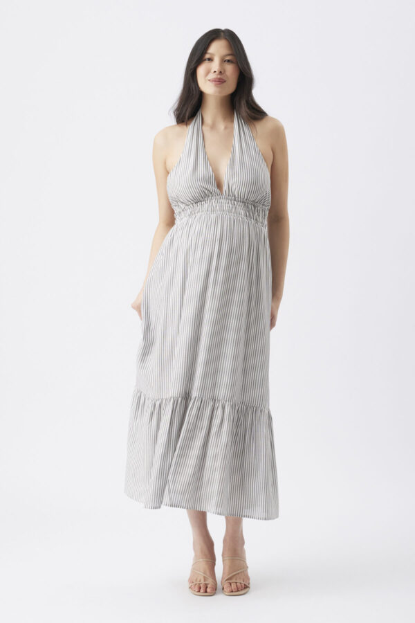 Anita Halter Maternity Dress - Slate/White