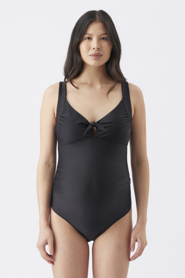 Tie Front Maternity One Piece - Black